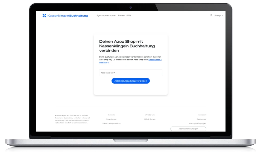 Screenshot: Kassenklingeln Buchhaltung mit Buchhaltungs-Lösung (Lexware Office) verbinden